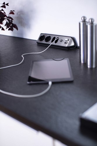 Stekkerdoos Brennenstuhl bureau Estilo 4vdig incl 2 USB 2m zwart/zi-3