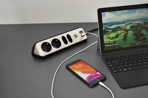 Stekkerdoos Brennenstuhl bureau Estilo 4vdig incl 2 USB 2m zwart/zilver-5