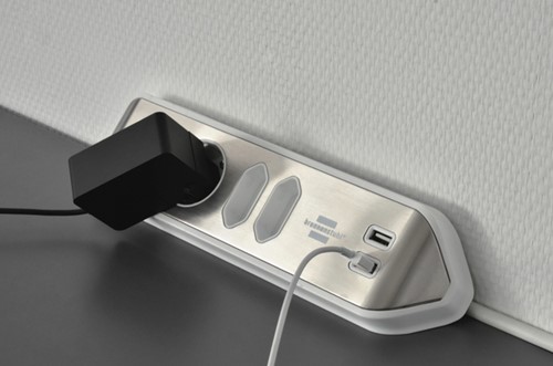 Stekkerdoos Brennenstuhl bureau Estilo 4 voudig inclusief 2 USB 2 meter wit/zilver-7