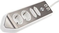 Stekkerdoos Brennenstuhl bureau Estilo 4 voudig inclusief 2 USB 2 meter wit/zilver-3