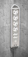Stekkerdoos Brennenstuhl bureau Estilo 6 voudig inclusief 2 USB 2m meter wit/zilver-2