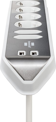 Stekkerdoos Brennenstuhl bureau Estilo 6vdig incl 2 USB 2m wit/zilver-3