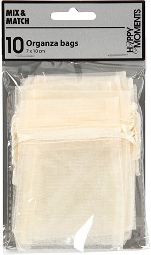 Organza zakjes Creativ Company 7x10cm 10 stuks off-white 10 zak