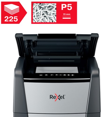 Papiervernietiger Rexel Optimum Auto+ 225M P5 snippers 2x15mm-2