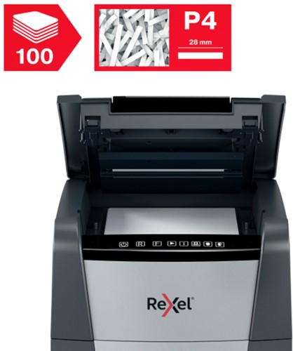 Papiervernietiger Rexel Optimum Auto+ 100X P4 snippers 4x28mm-2