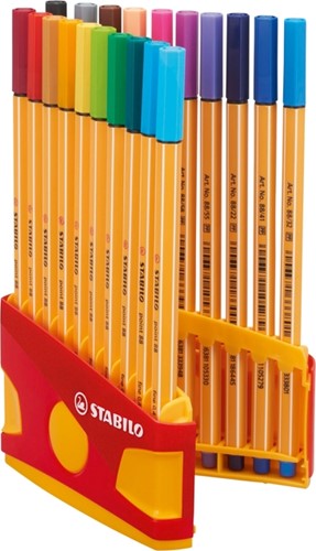 Fineliner STABILO point 88 ColorParade rollerset geel/rood F ass 20st-1