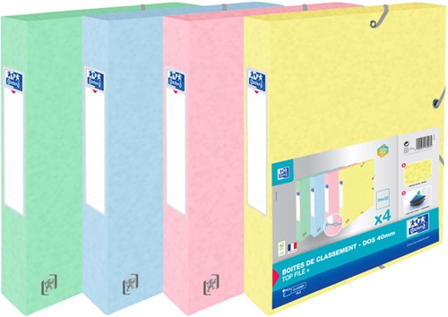 Elastobox Oxford Top File+ A4 40mm pastel assorti 4 stuks