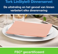 Dinerservet Tork Linstyle Premium 1/4 vouw 1-laags 390x390mm 50 vel koraal 478881-2