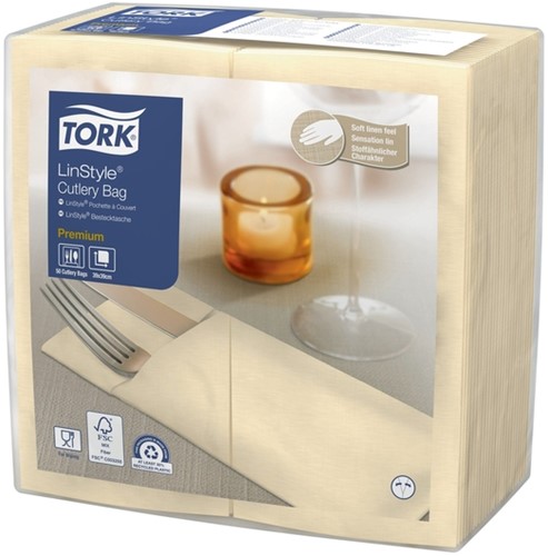 Pochette Tork Linstyle Premium 1-laags 390x390mm crème 509609