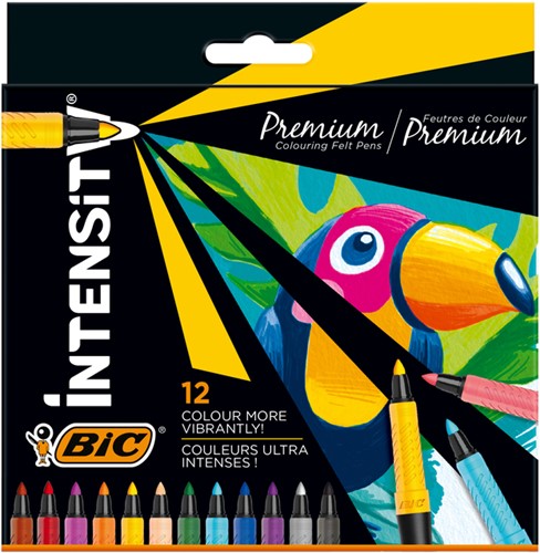 Kleurstiften Bic Intensity Premium assorti etui à 12 stuks