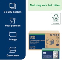 Reinigingsdoek Tork W8 Premium 1-laags 40 vel groen 194550-3