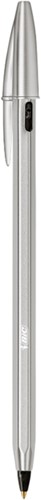 Balpen Bic Cristal Re-new medium zilver + 2 vullingen zwart-3