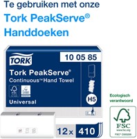Handdoekdispenser Tork H5 Elevation PeakServe klein wit 552550-2