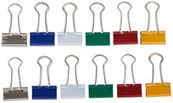 Papierklem MAUL 213 foldback 19mm capaciteit 7mm assorti 12 stuks