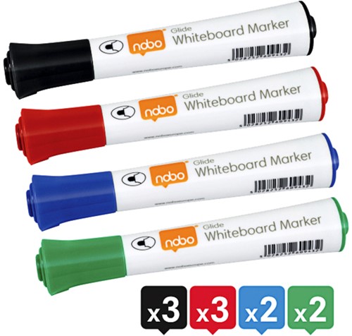 Whiteboardmarker Nobo Glide rond assorti 2mm 10st-2