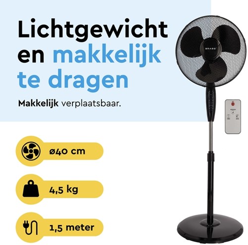 Statiefventilator BRASQ met remote Ø 40cm zwart-3