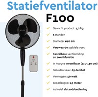 Statiefventilator BRASQ met remote Ø 40cm zwart-4