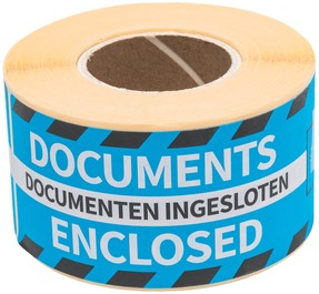 Waarschuwingsetiket Rillprint 46x125mm documents enclosed blauw 250 stuks
