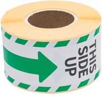 Waarschuwingsetiket Rillprint this side up 46x125mm wit groen 250 stuks