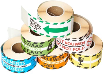 Waarschuwingsetiket Rillprint fragile 46x125mm geel 250 stuks-3