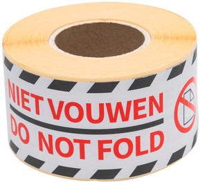 Waarschuwingsetiket Rillprint do not fold 46x125mm wit 250 stuks