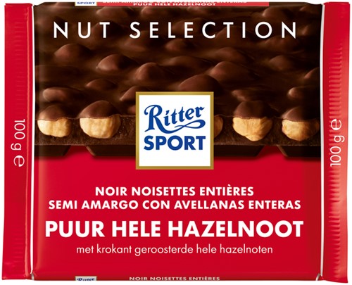 Chocolade Ritter Sport puur-hele hazelnoot 100gr