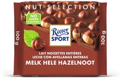 Chocolade Ritter Sport melk-hele hazelnoot 100gr