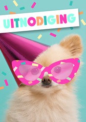 Wenskaart Hallmark uitnodiging hond met zonnebril pak à 5 stuks