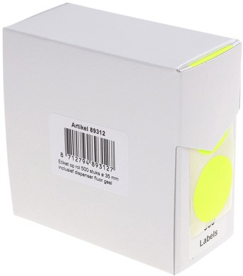 Etiket Rillprint 35mm op rol fluor geel 500 stuks