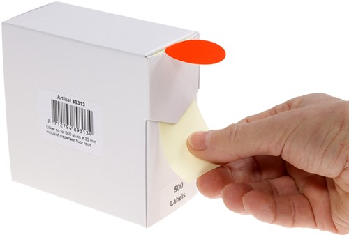 Etiket Rillprint 35mm op rol fluor rood 500 stuks-4