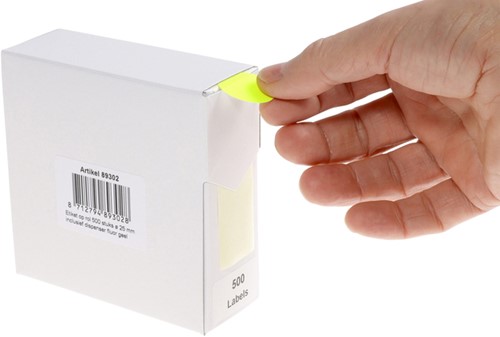 Etiket Rillprint 25mm op rol fluor geel 500 stuks-3