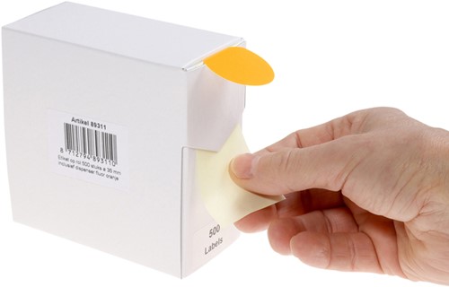 Etiket Rillprint 35mm op rol fluor oranje 500 stuks-1