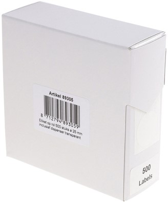 Etiket Rillprint 25mm op rol transparant 500 stuks