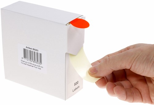Etiket Rillprint 25mm 500st op rol fluor rood-4