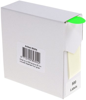 Etiket Rillprint 25mm op rol fluor groen 500 stuks-2