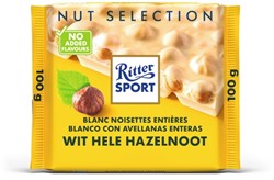 Chocolade Ritter Sport wit-hele hazelnoot 100gr