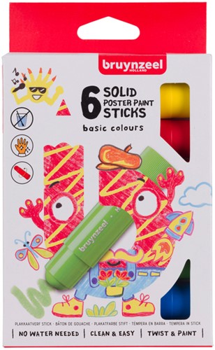 Verfstift Bruynzeel Kids assorti basis 6 stuks