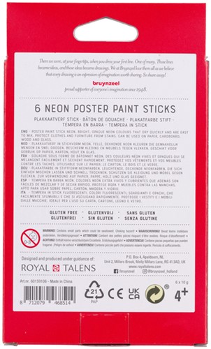Verfstift Bruynzeel Kids assorti neon 6 stuks-3
