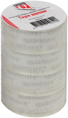 Plakband Quantore 19mmx25m transparant 4 rollen (OUTLET op=op)