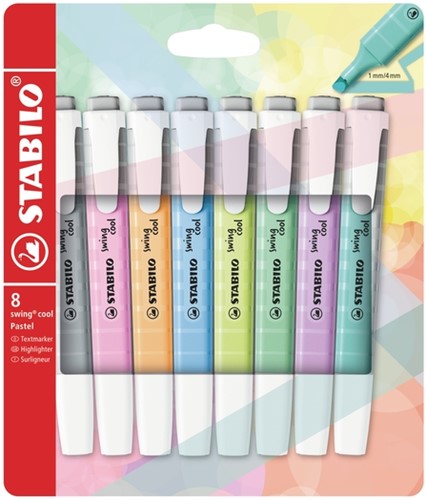 Markeerstift STABILO Swing cool 275/8 pastel assorti etui à 8 stuks