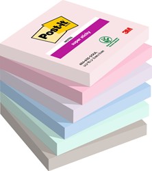 Memoblok Post-it 654 Super Sticky 76x76mm Soulful 6 stuks