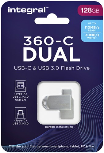 USB stick 3.0 Integral USB-360-C Dual USB-A 128GB-3