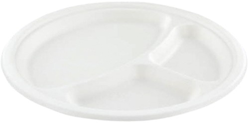 Bord IEZZY Ø260mm 3 vaks suikerriet wit 50 stuks