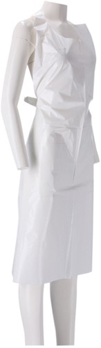 Schort CMT 125x80cm 20mu geruwd op blok PE wit 100 stuks-3