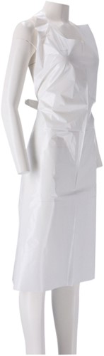 Schort CMT 125x80cm 25mu geruwd op rol PE wit 100 stuks-1