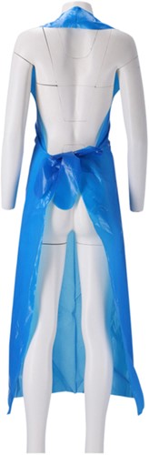 Schort CMT 125x80cm 25mu geruwd op rol PE blauw 100 stuks-1