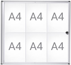 Binnenvitrine wand MAULextraslim whiteboard 6xA4 met slot