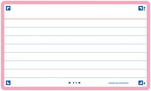 Flashcard Oxford 2.0 75x125mm 80 vel 250gr lijn roze
