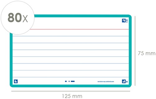Flashcard Oxford 2.0 75x125mm 80 vel 250gr lijn mint-2