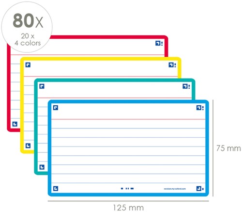 Flashcard Oxford 2.0 75x125mm 80 vel 250gr lijn assorti-3